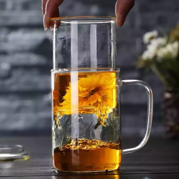 Caneca de Vidro com Infusor para Chá 